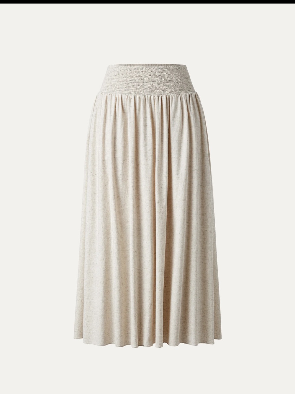 OGL Cream Smocked Waist Midi Skirt - Picture 5 of 5